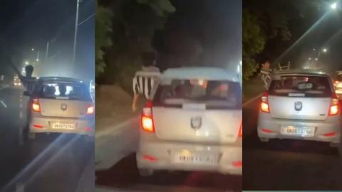 Viral Video : उत्तराखंड में युवकों की खतरनाक ड्राइविंग का कहर, तेज़ रफ्तार में कार दौड़ाई, सड़कों पर बेखौफ स्टंटबाजी — U…
