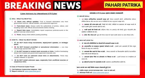 उत्तराखंड साइबर पुलिस ने जारी की साइबर सावधानी सलाह, सोशल मीडिया पर पोस्ट करने से पहले ध्यान दें — Uttarakhand news phot…